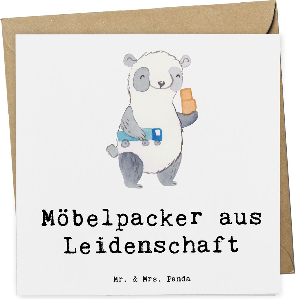 Mr. & Mrs. Panda Klappkarte Möbelpacker Leidenschaft - Weiß - Geschenk, Umzugshelfer, Grußkarte, faltkarte, Umzugsfirma, doppelkarte, Witzig, an...