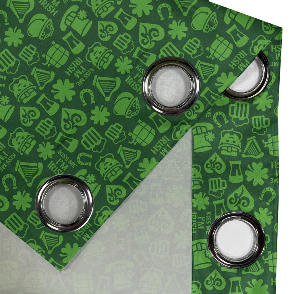 ABAKUHAUS Tenda con occhielli irlandese, "Baciami, sono irlandese" frase divertente con cappelli tradizionali Ale Shamrocks simboli tradizionali", tende decorative a 2 pannelli per finestre, 280 cm x 225 cm, verde lime - 2