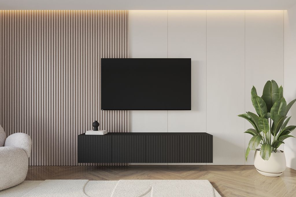 ALTDECOR TV-Schrank KITO-W mit Gefrästen Fronten 2x100x40x40 Lowboard hängend, TV Möbel, TV Cabinet, Fernsehtisch, Fernsehschrank, TV Kommode, T...