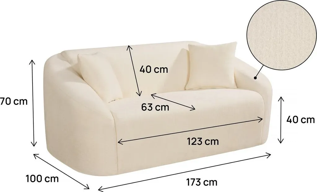 Canapé 2 places Ondine beige - La solution compacte pour petit espace - 3