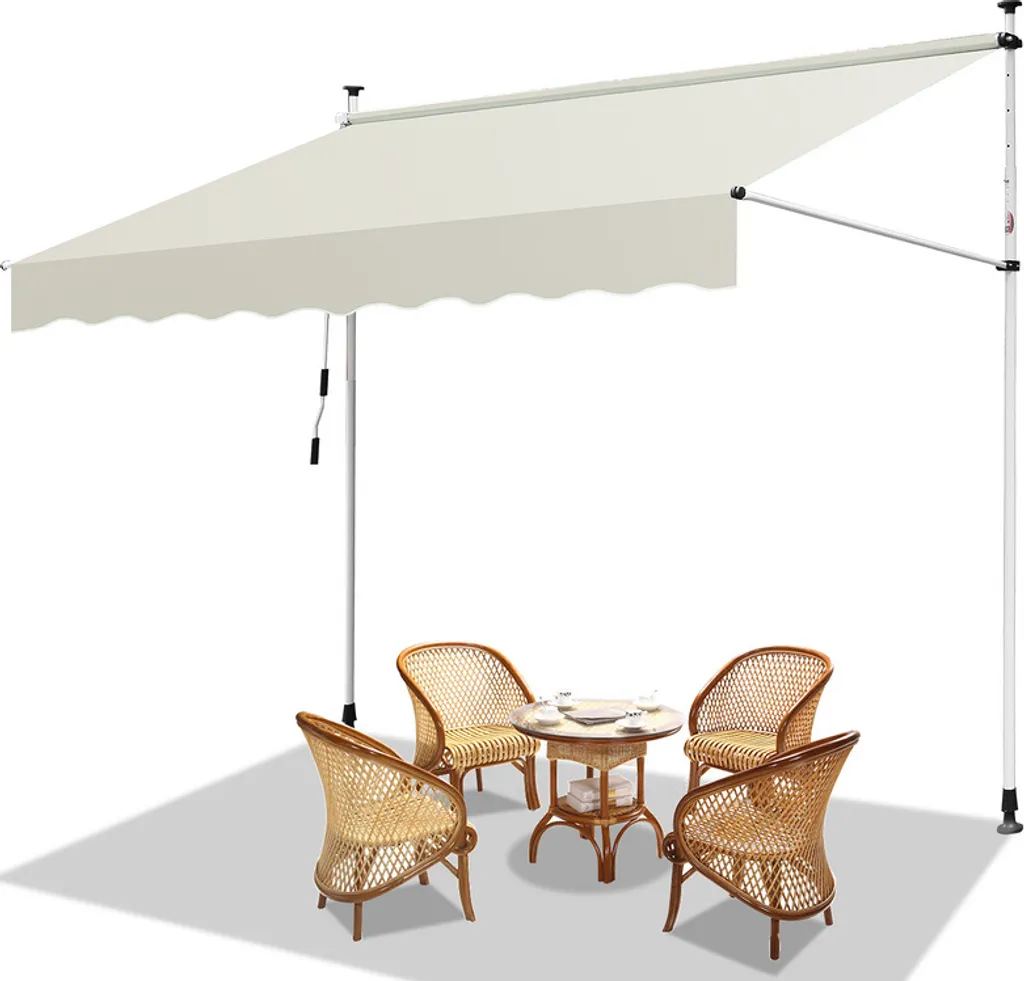 Tenda da sole Jiubiaz resistente ai raggi UV e all'acqua, retrattile 2M, crema