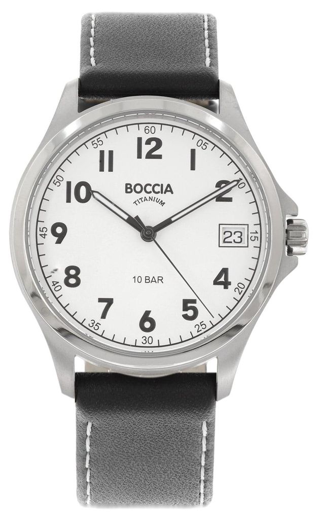 Boccia 3678-01 Herrenuhr Quarz Titan Schwarz 10 bar