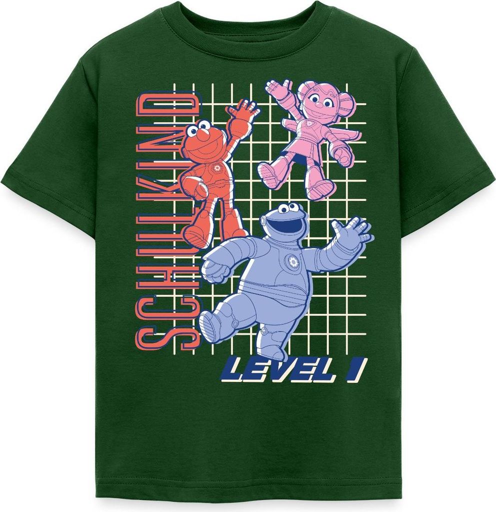 Spreadshirt Mecha Builders Team Schulkind Level 1 Kinderhelden Kinder T-Shirt, 98/104 (3-4 Jahre), Forstgrün
