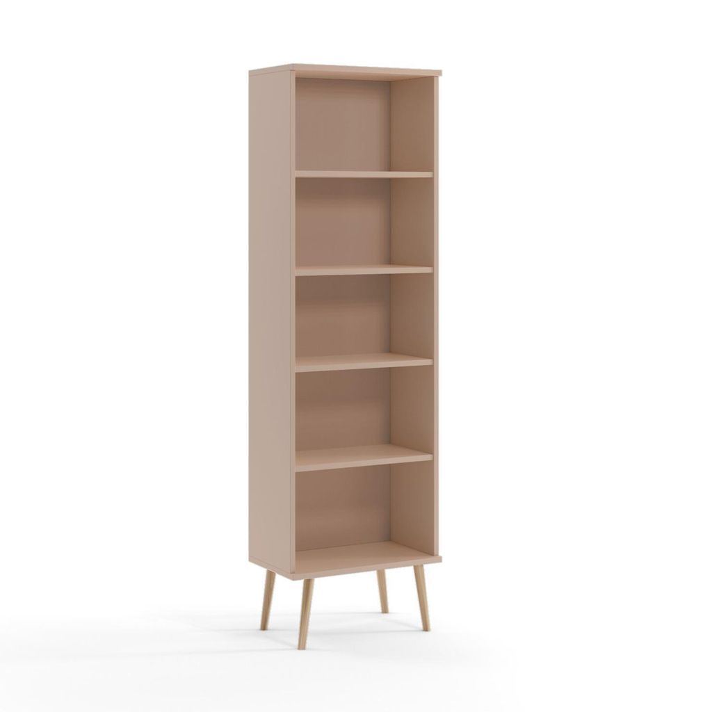 Regal 46 cm Macchiato mit 4 Böden Holzbeine Boho Skandi Bücherregal Standregal