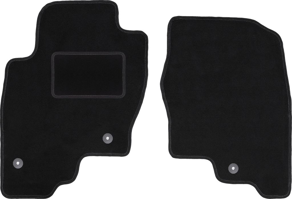 Velours-Fußmatten Vorne passend für Nissan Pathfinder R51 (SUV, Bj. 2004-2014) – schwarz, passgenau, mit Befestigungen set 2 Stk. - STANDARD