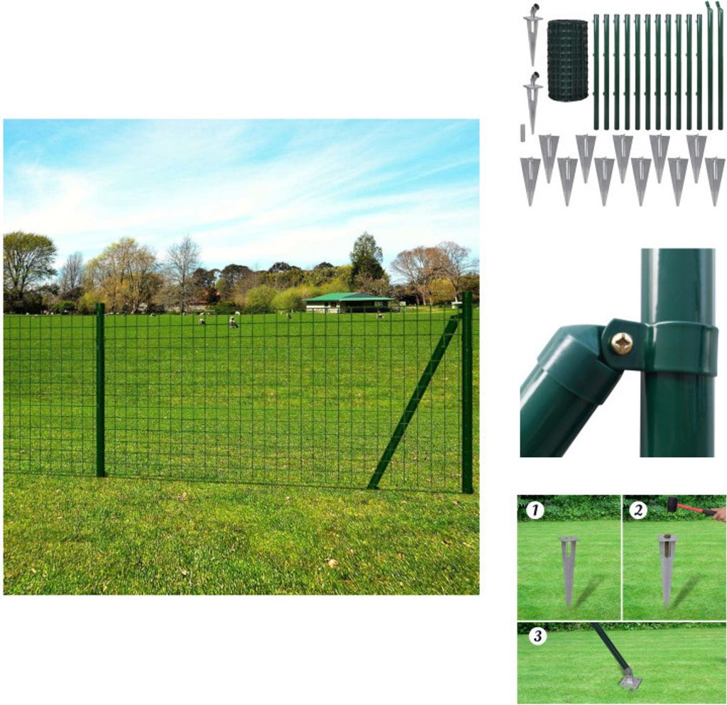 vidaXL Eurozaun Stahl 25 x 0,8 m Grün - Zaunfelder