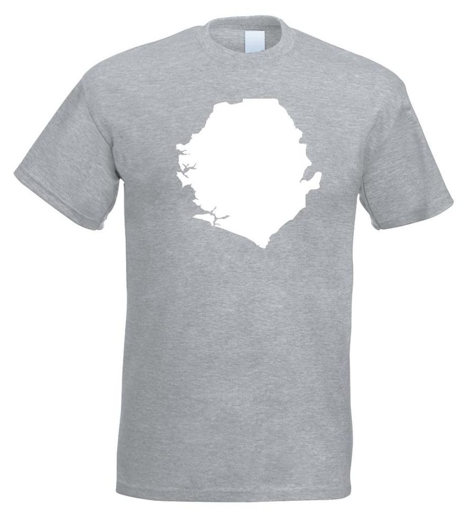 Kiwistar - T-Shirt - Graumeliert - Sierra Leone Umriss Kontur Herren Funshirt Bedruckt Design Sprüche Spruch Motive - mit Motiv Bedruckt - Funshir...