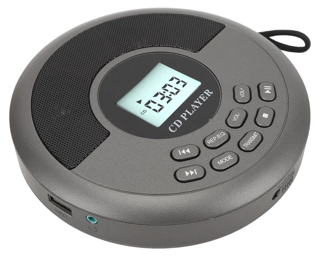 Baladeur CD Audio Bluetooth avec Enceintes Intégrées et Port USB Noir