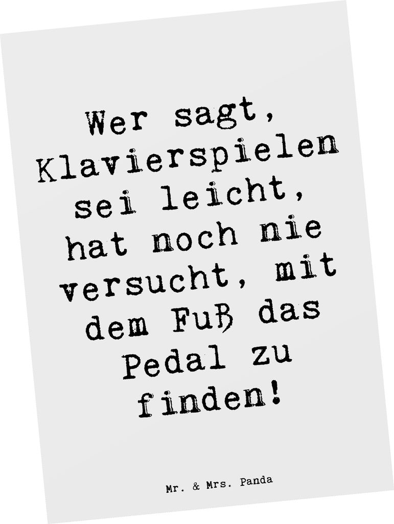 Mr. & Mrs. Panda Postkarte Spruch Klavier Herausforderung - Weiß - Geschenk, Lernen, Musik, einzelkarte, Konzert, Ansichtskarten, Instrument, Musi...