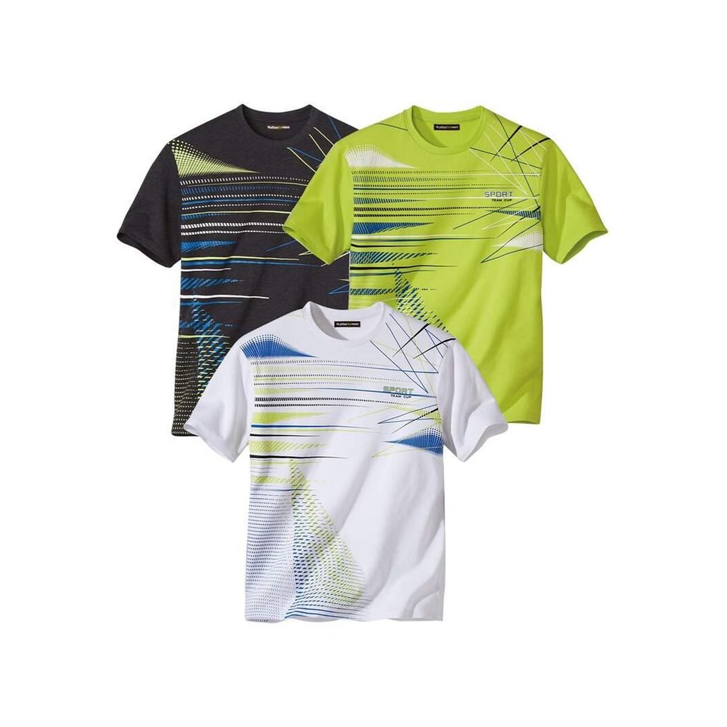Atlas For Men - T-Shirt für Herren - Sport(3er-Pack) AF1310 (4XL) (Schwarz/Grün/Weiß)