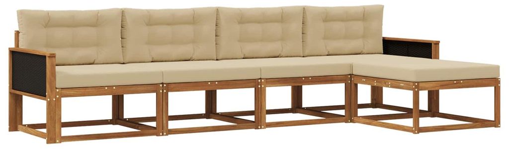 vidaXL Outdoor-Sofagarnitur mit Kissen 5 pcs Natur und Beige