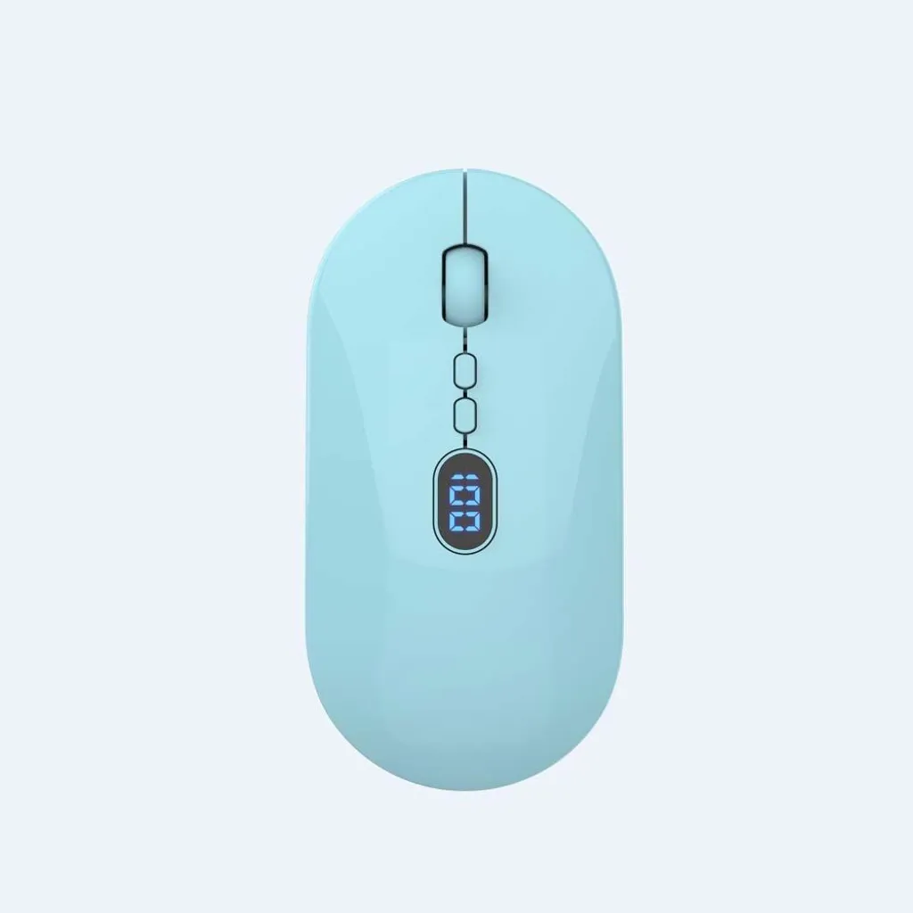 INF Mouse Wireless Design Blu con Schermo Digitale e Bluetooth