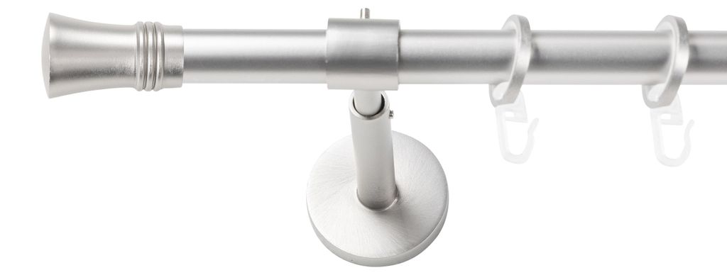 SN Deco Gardinenstange Lyon, 19 mm, 1-läufig, Stahl, Komplett-Set mit Ringen, geschlossener Träger, 120 cm, chrom matt
