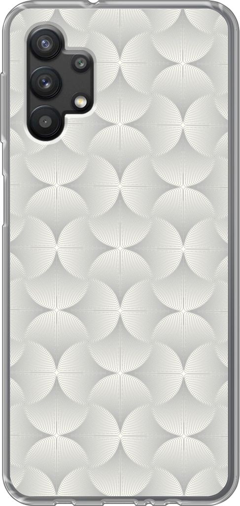 MuchoWow Handyhülle Schutzhülle Hülle für Telefoonhoesje Samsung Galaxy A32 5G Muster - Silber - Retro Silikon Softcase Handy Hülle - Softcase