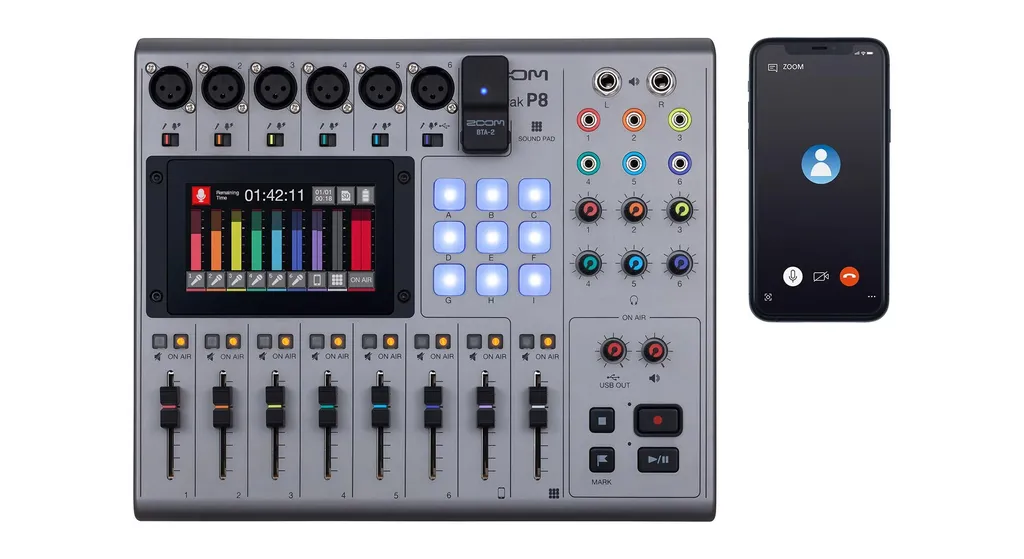 Console Mixage Zoom PodTrak P8 Idéale pour Multi-Intervenants et Streaming - 4