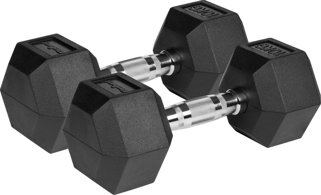 Rubberized cast iron dumbbells HEX 2x10 kg REBEL ACTIVE Zdjęcie produktu 