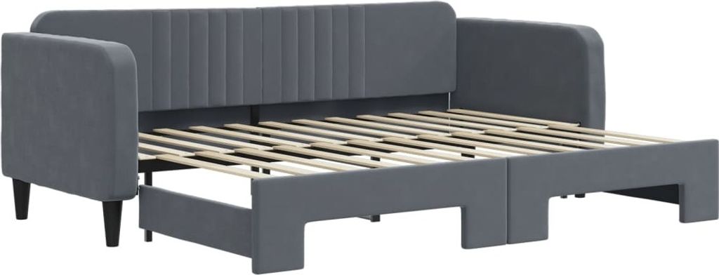 vidaXL Tagesbett Ausziehbar Dunkelgrau 80x200 cm Samt