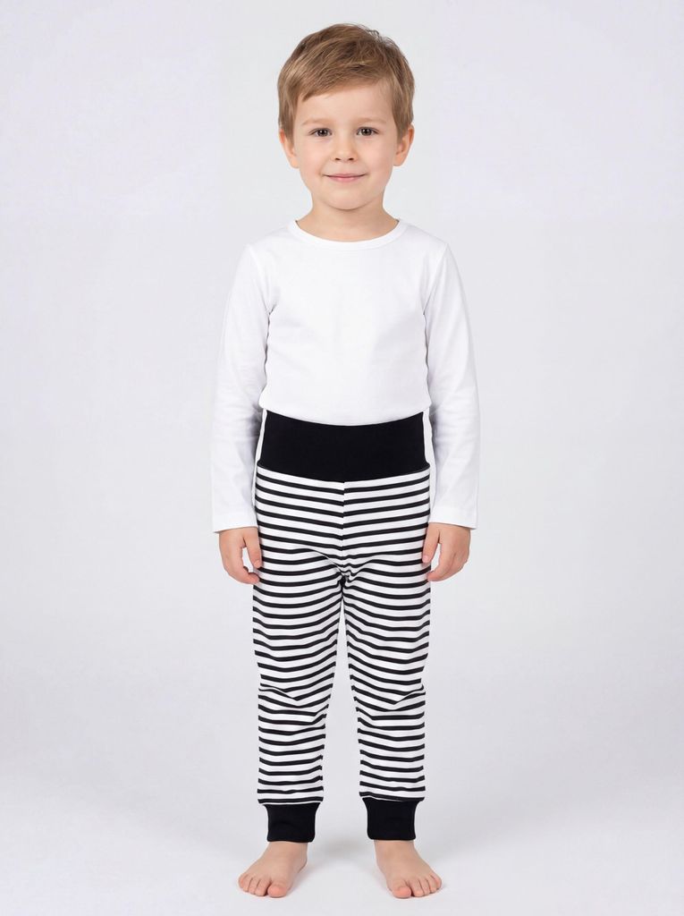 TupTam Pumphose Baby Jungen 3er Pack – Bequeme Baby Hosen Jungen aus Baumwolle, , Farbe: Schwarz/ Blau/ Streifen, Größe: 86