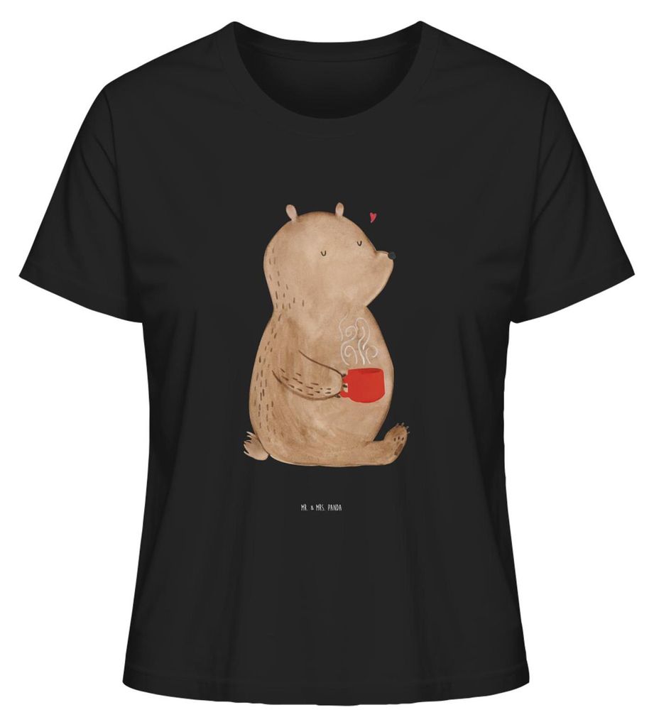 Mr. & Mrs. Panda Oberteil Damen Bär Morgenkaffee Größe S - Schwarz - Geschenk, Sommershirt, für Frauen, Valentinstag, Hochzeitstag, Freundin, P...