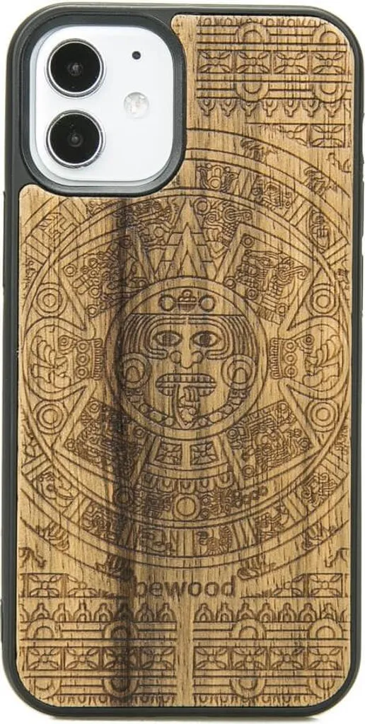 Custodia Legno iPhone 12 Mini Aztec Calendar | Limba Wood Luxury