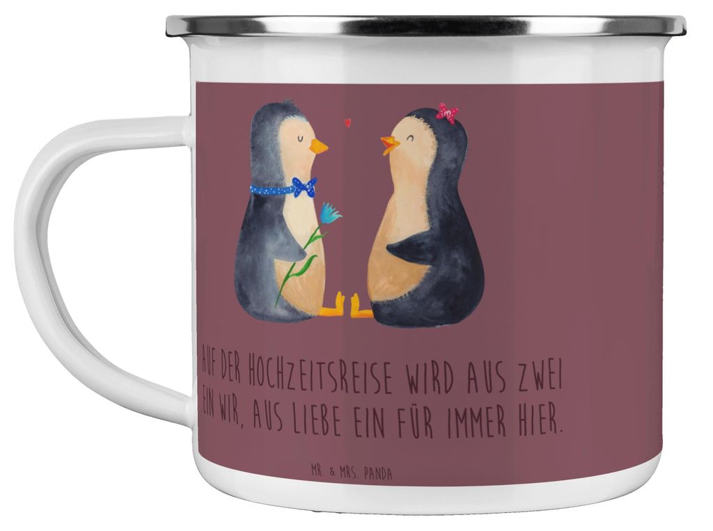 Mr. & Mrs. Panda Emaille Tasse Hochzeitsreise Ewige Liebe - Kaffa Coffee - Geschenk, Campingbecher, Becher, Heirat, Kaffeepott, Teetasse, Hochtzeit...