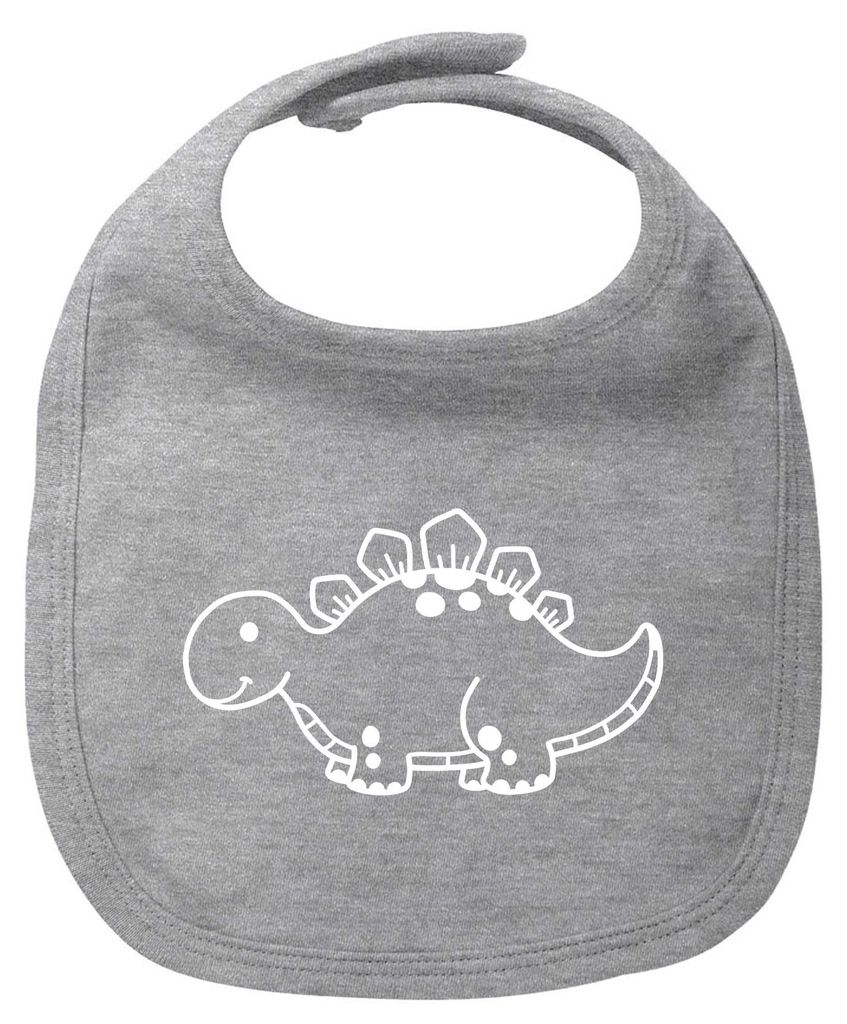 Huuraa Baby Lätzchen Stegosaurus Dinosaurier Heather Grey Klettverschluss Baumwolle Latz Geschenkidee