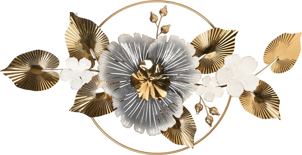 BELIANI Wanddekoration Gold u. Silber Eisen Blumen Einteilig Handgemacht Modern Wandobjekt Wanddeko für Schlafzimmer Wohnzimmer Flur Küche Esszimmer