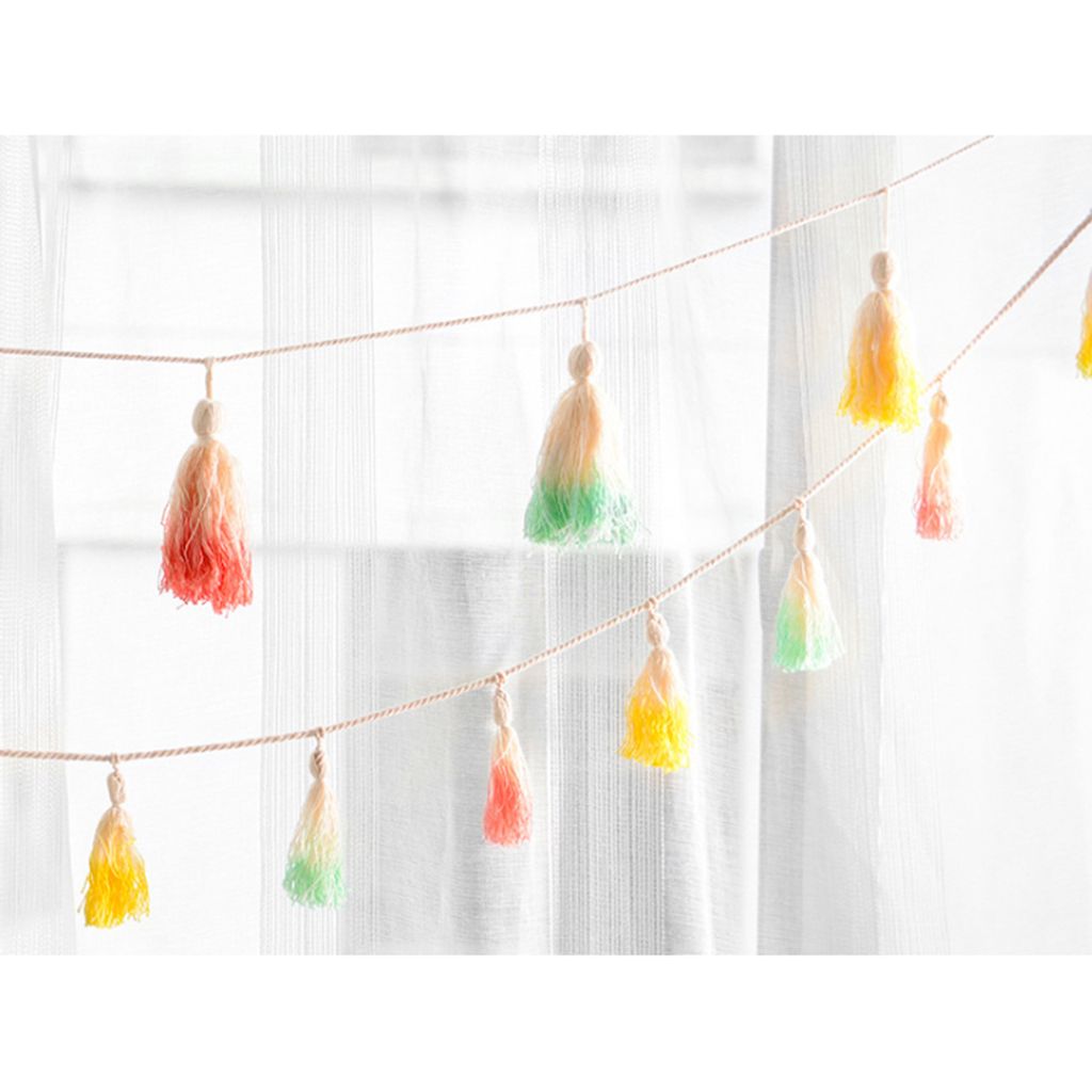 Boho Quaste Girlande Set - 3x Girlanden Mit Holzperlen & Filzkugeln Für Deko