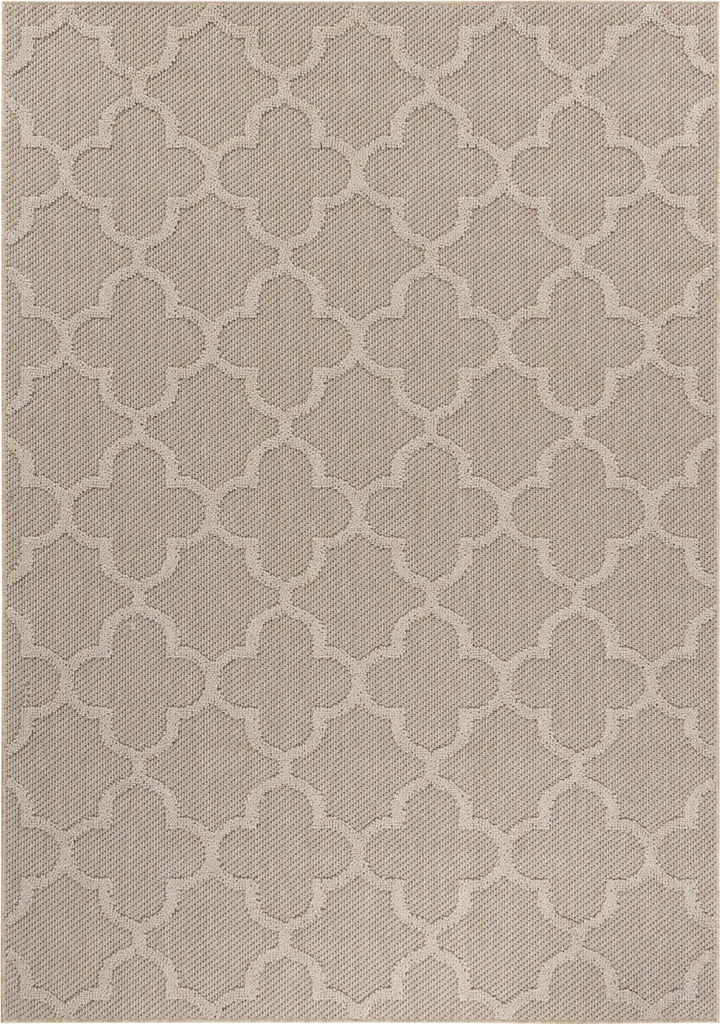 Tapis Teppium Bouclé Beige 140x200 cm, Design Scandinave Effet 3D Relief