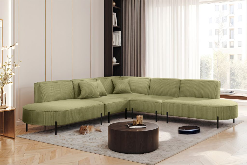 Ecksofa Designersofa VALENCIA in Stoff Scala Kiwi Universal