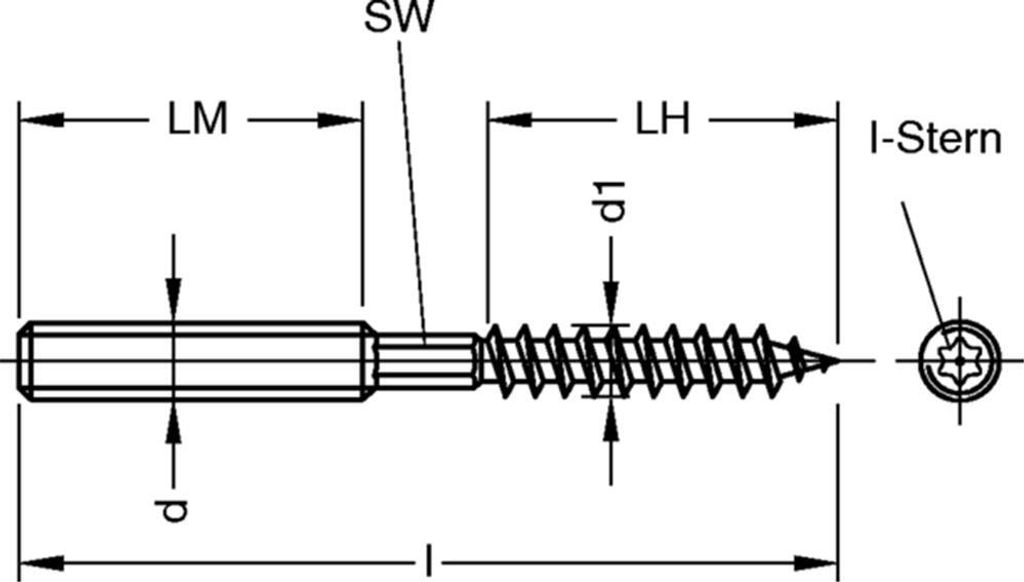 Stockschrauben galv. verzinkt M 10 100 mm 10 Stk.
