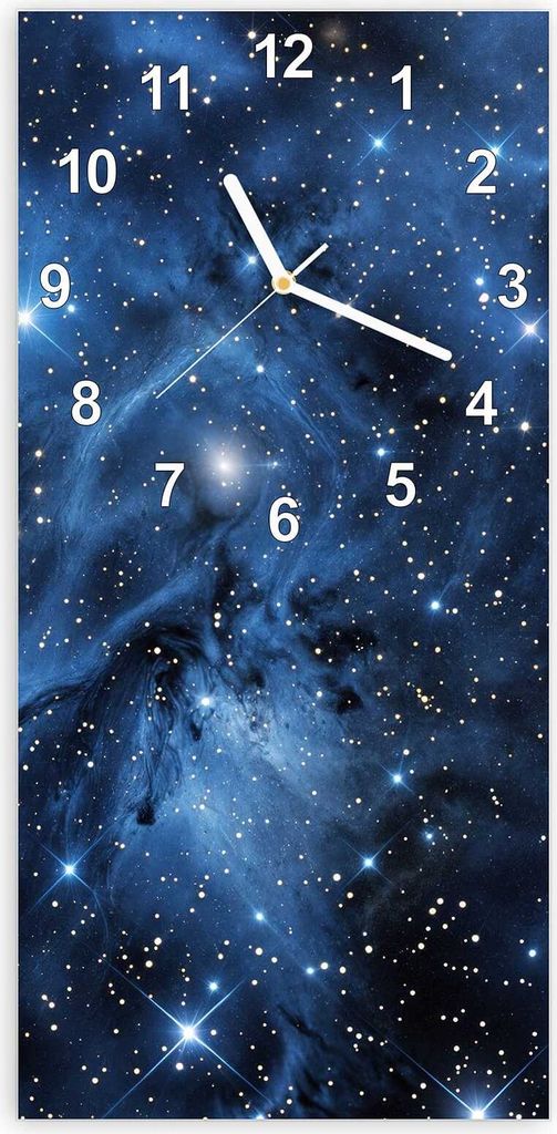 Wanduhr aus Glas mit Motiv Sternenhimmel- 30 x 60 cm - inkl. Aufhängesystem