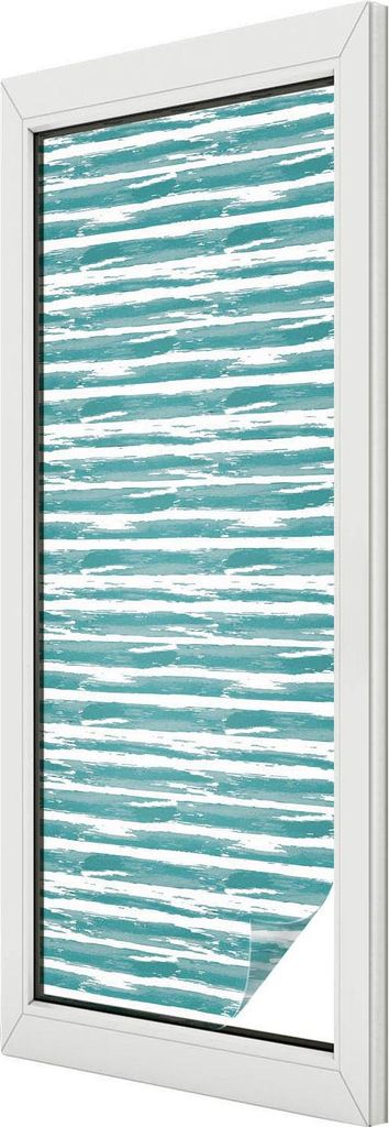 Buntglas Fensterfolie – 146x50 cm – Stained-Glass Design – blickdichte dekorative Sichtschutzfolie – selbstklebend, UV-Schutz – Grüne St...