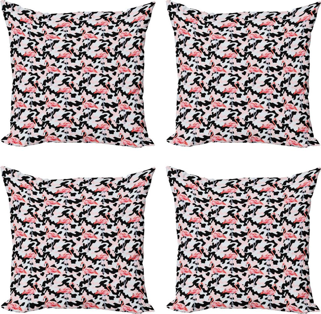 ABAKUHAUS Camo Kissenbezug Set (4 Stück), Aquarell Natur Camo, Moderner Doppelseitiger Digitaldruck, 45 cm x 45 cm, Dunkler Coral Pale Pink