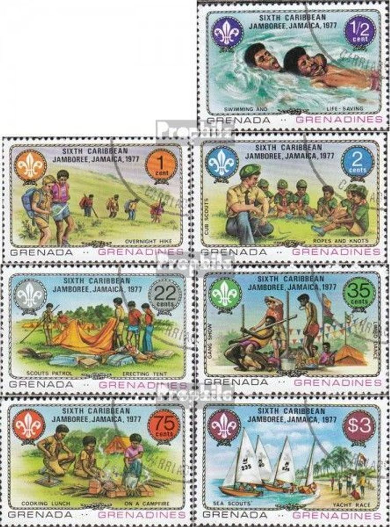Briefmarken Grenada-Grenadinen 1977 Mi 237-243 (kompl.Ausg.) gestempelt Pfadfindertreffen
