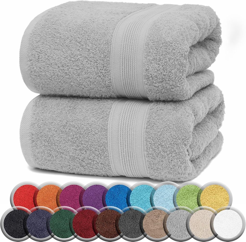 Frottier SAUNATÜCHER 2er Pack 80x200cm, 100% Baumwolle, Silber grau