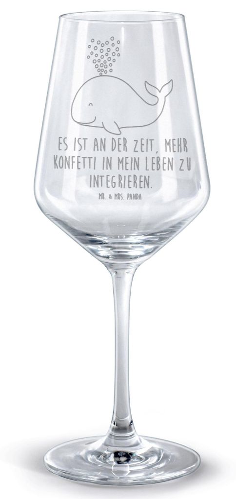 Mr. & Mrs. Panda Weinglas Wal Konfetti - Transparent - Geschenk, Wale, Abnehmen, Rotweinglas mit Gravur, Meer, glas für rotwein, Motivation, gravi...