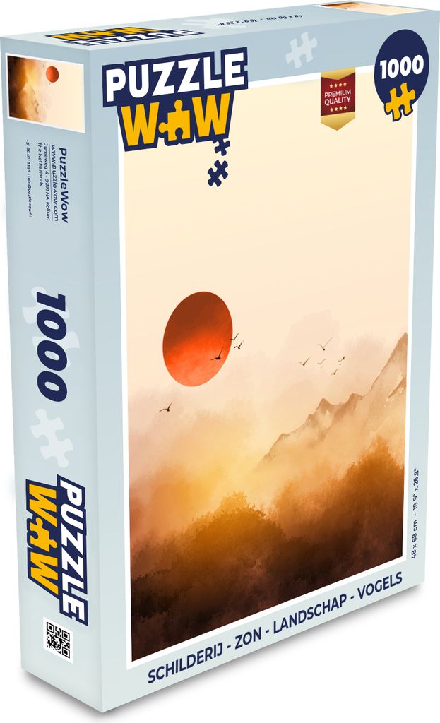 MuchoWow Puzzle 1000 Teile Malerei - Sonne - Landschaft - Vögel - Spielzeug - Alt und Jung - Spiele - Puzzeln