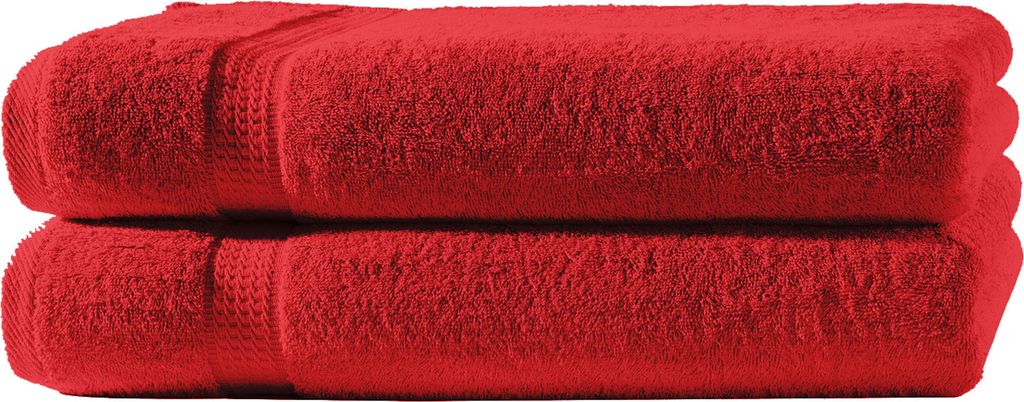 2 Duschtücher rot 70x140 cm Set Baumwolle Frottee Duschtuch Frottiertuch groß