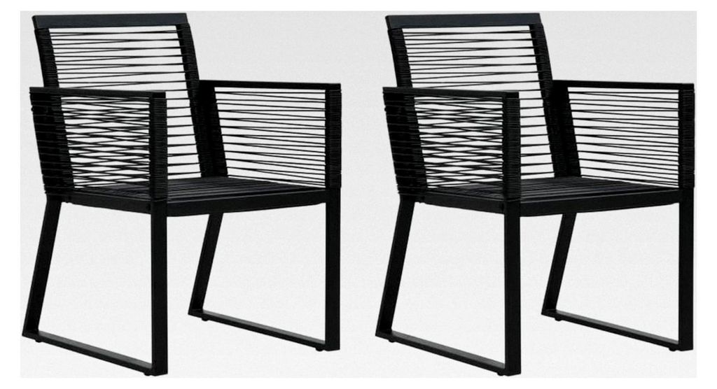 2er Set Gartenstuhl Sessel Essstuhl Balkonstuhl Terrassenstuhl Schwarz PVC Rattan