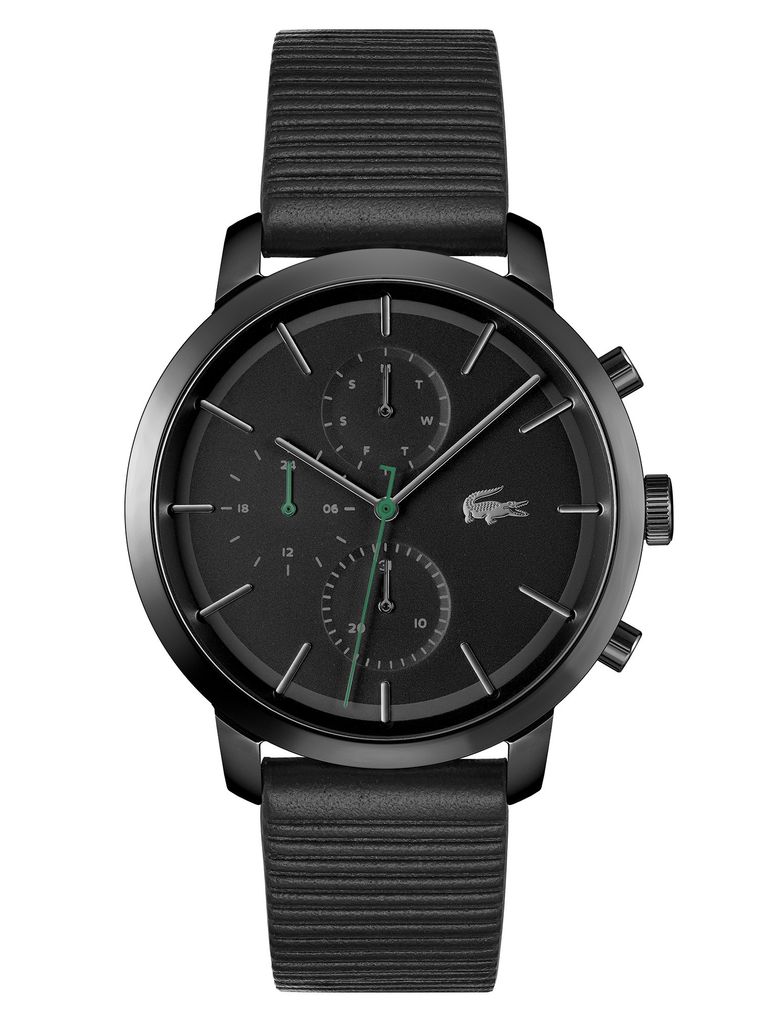 Lacoste Multi Zifferblatt Quarz Uhr fr Herren Schwarzes Lederarmband 2011177