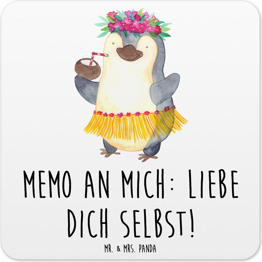 Mr. & Mrs. Panda Untersetzer für Gläser Pinguin Kokosnuss 15er Set - Weiß - Geschenk, Glas-Untersetzer, Tischuntersetzer, Getränke-Untersetzer,...