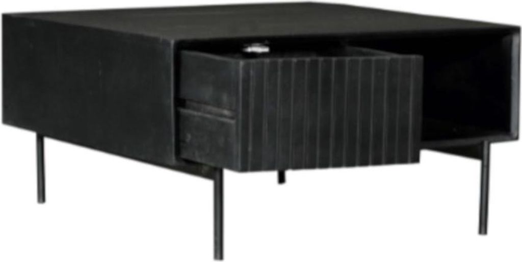 Couchtisch Dimora Mangoholz Metall Schwarz 80 x 80 x 40 cm, Masse:80 cm X 80 cm