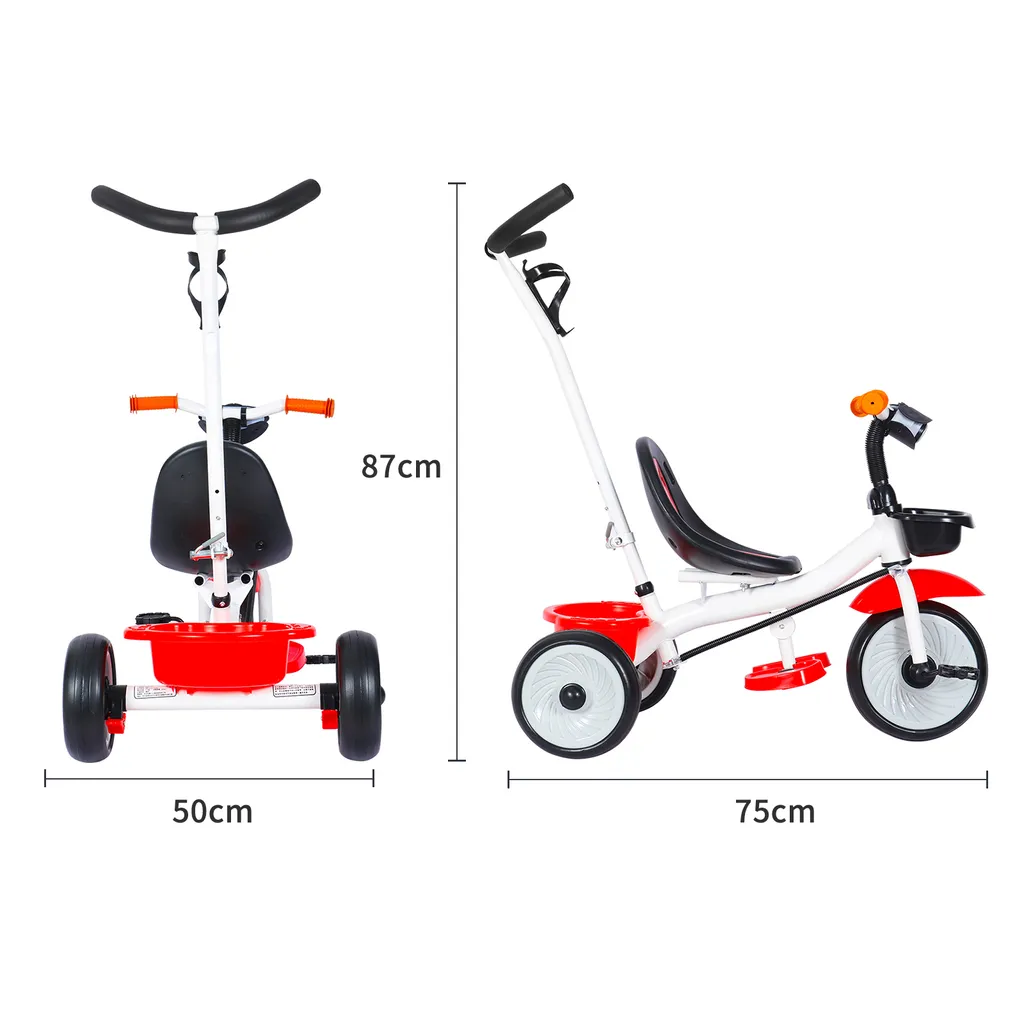 Tricycle Enfants Robuste avec Repose-pieds Intégré Coloris Blanc Rouge - 2