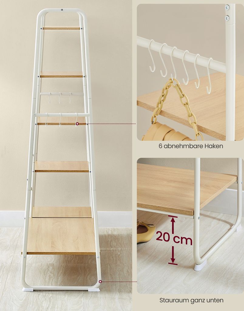 VASAGLE Kleiderständer mit Kleiderstange Schuhablage 6 Produktbild 5