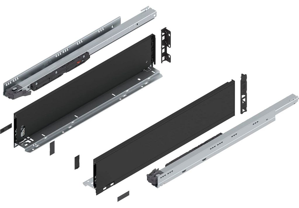 Blum Legrabox pure H K Schubladenschienen Set | 1 Paar, 70kg 600mm | Tip On Vollauszug carbonschwarz