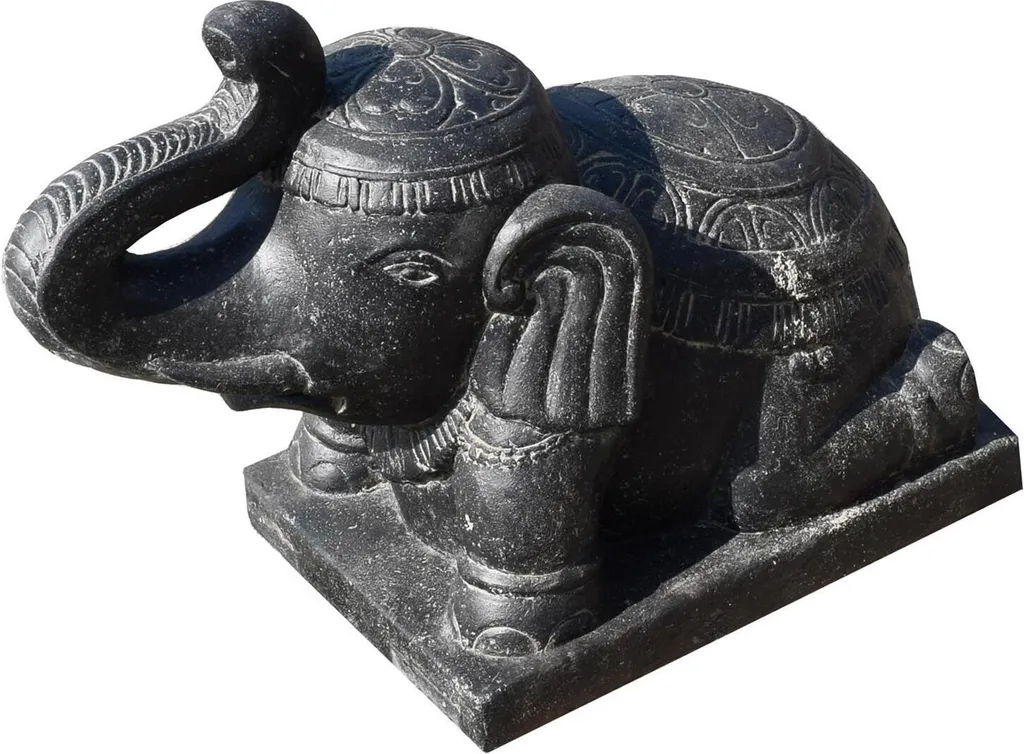 Statue éléphant Tirune en pierre 60cm : déco durable sans entretien