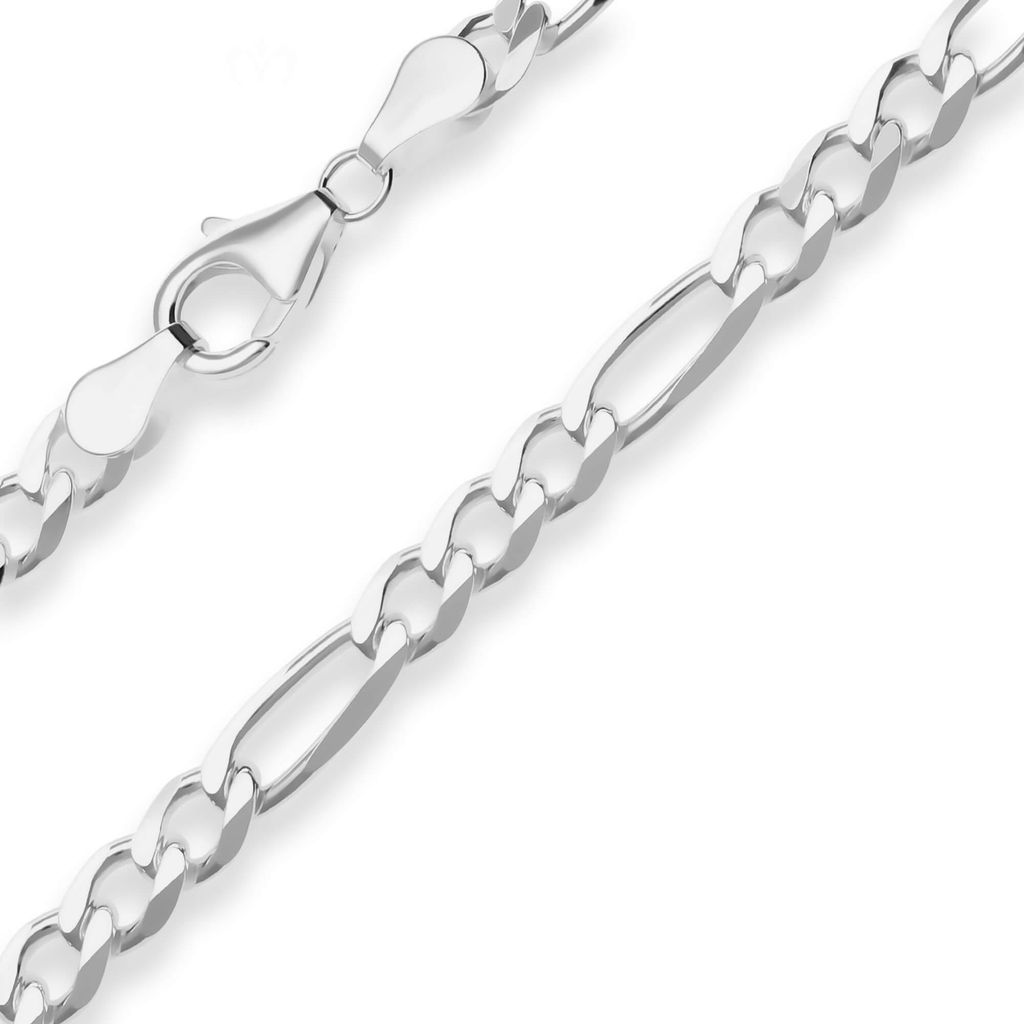 4,9mm Armband Figarokette diamantiert Armschmuck aus 925 Silber 19cm