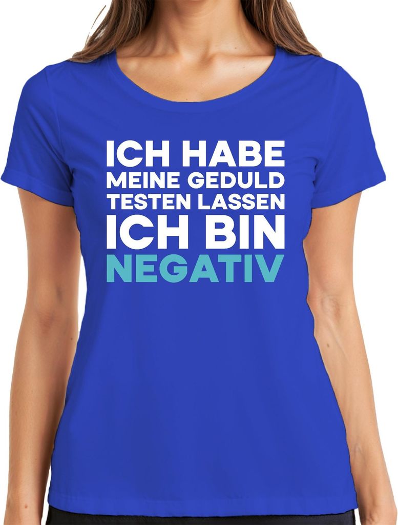 Ich habe meine Geduld getestet bin negativ lustig sarkastisch Damen T-Shirt, Blau, 3XL
