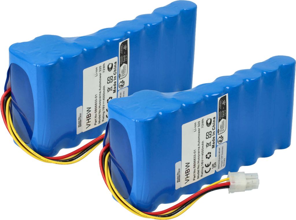 vhbw 2x Akku kompatibel mit Husqvarna Automower 320 Rasenmäher (4000mAh 18V Li-Ion)